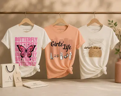 👚تصميم مجموعة تيشيرتات كاجوال نسائية جاهزة للطباعة والإنتاج التجاري