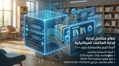 نظام متكامل لإدارة المكتبات الميكانيكية وأتمتة البيع والاستعارة بكود C++ ونظام قاعدة بيانات ملفية