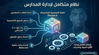 ظام ميكنة متكامل لإدارة المدارس والأقسام الأكاديمية بكود C++ وبنية برمجية كائنية التوجه