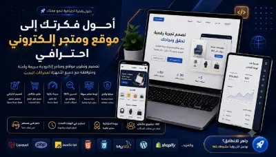 إنشاء متاجر وصفحات إلكترونية مع نظام إدارة لوحة تحكم متكامله وتطوير الويب