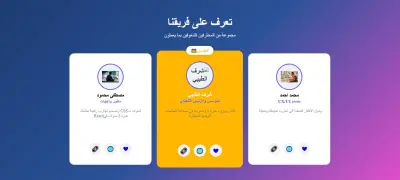 تصميم واجهة استعراض فريق العمل ومؤسسي المشاريع (Our Team Page)