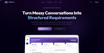 Modern AI SaaS Landing Page – Requra AI