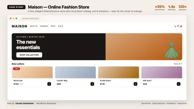 تصميم وبرمجة متجر أزياء إلكتروني Maison على ووردبرس و WooCommerce