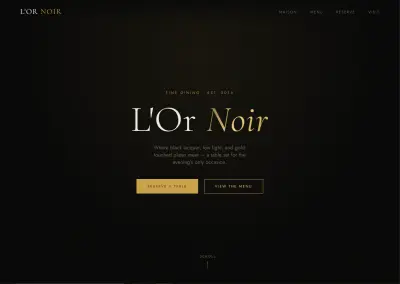 تصميم وتطوير واجهة صفحة هبوط لمطعم فاخر - L'Or Noir
