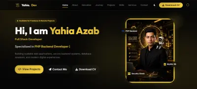 موقع شخصي ومعرض أعمال  فاخر وتفاعلي | Full-Stack Developer Portfolio