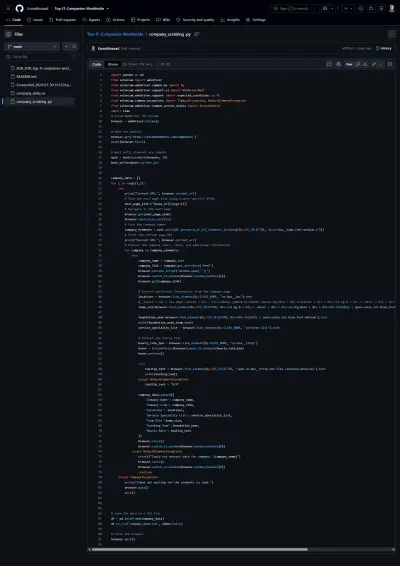 استخراج وتحليل بيانات أكبر شركات التقنية حول العالم (Web Scraping + Data Analysis)