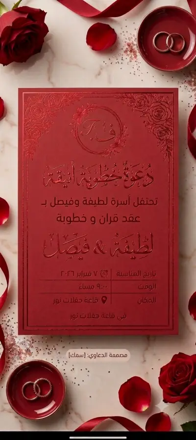 ممصممة جرافيك متخصصة في تصميم دعوات الزفاف والمناسبات