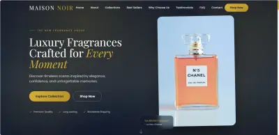 تصميم صفحة هبوط فاخرة لمتجر أو براند عطور بمستوى عالمي