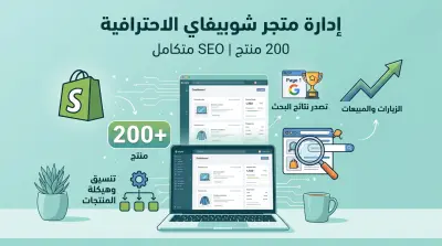 إدارة متجر شوبيفاي (Shopify) متكاملة | إضافة وتنسيق 200 منتج متوافقة مع السيو (SEO)