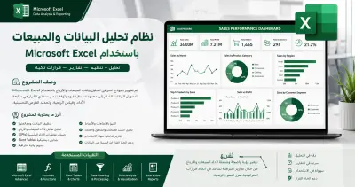 نظام تحليل أداء المبيعات ولوحة مؤشرات الأداء باستخدام Microsoft Excel
