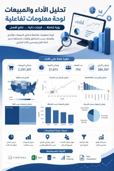 لوحة معلومات تفاعلية لتحليل المبيعات والأرباح باستخدام Tableau