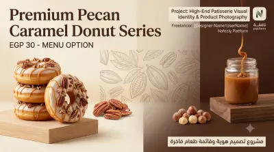 تصميم الهوية البصرية وإعلان لمنتج دوناتس