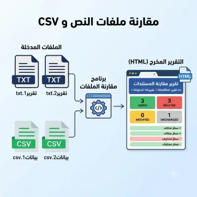 تطوير نظام لمقارنة الملفات واكتشاف الاختلافات