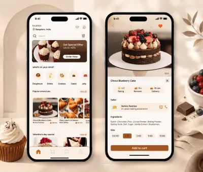 تصميم واجهة وتجربة المستخدم (UI/UX) لتطبيق جوال خاص بالمخبوزات والحلويات