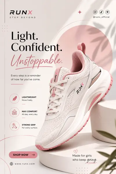 تصميم إعلان سوشيال ميديا لعلامة أحذية رياضية | Sports Shoes Social Media Design