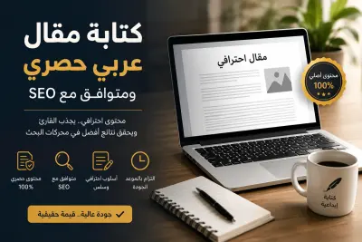 كتابة مقال عربي حصري ومتوافق مع SEO ⭐ (أنصح به) كتابة مقال احترافي للمواقع والمدونات مقال عربي حصري بجودة عالية كتابة محتوى عربي احترافي
