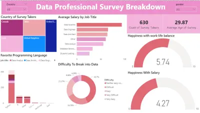 تحليل استبيان وظائف مجال البيانات باستخدام Power BI