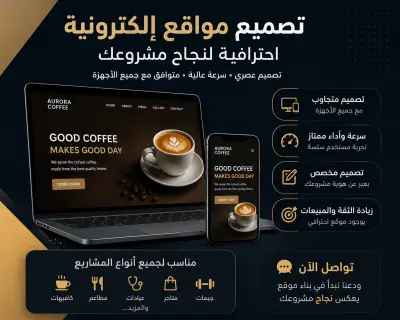 أنا بصمم مواقع إلكترونية احترافية وسريعة بتساعد مشروعك يظهر بشكل أفضل على الإنترنت