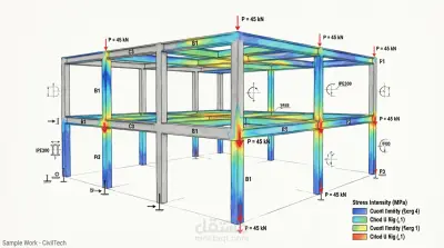 نمذجة وتحليل إنشائي متكامل لمبنى سكني (Structural Analysis & Modeling).