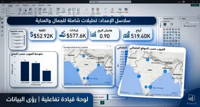 تجميع بيانات من مصادر مختلفة تصميم لوحة قيادة تفاعلية لتتبع أداء سلاسل الإمداد ومؤشرات الجودة (Supply Chain Dashboard - Power BI)