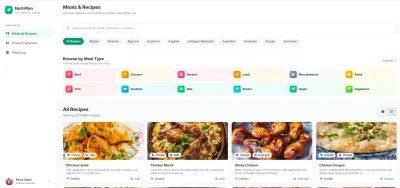تطبيق NutriPlan لإدارة التغذية وتتبع الوجبات باستخدام JavaScript و REST API