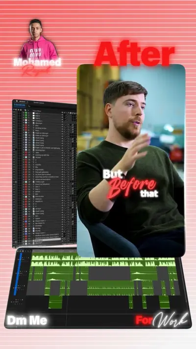 مونتاج فيديو احترافي: دمج سينمائي، تأثيرات بصرية متقدمة، وهندسة صوتية متكاملة