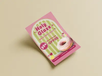 تصميم فلاير إعلاني (ريترو) لمحل دونتس Holy Glaze