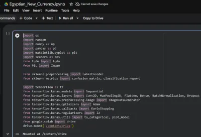 Egyptian New Currency Classification Using Machine Learning