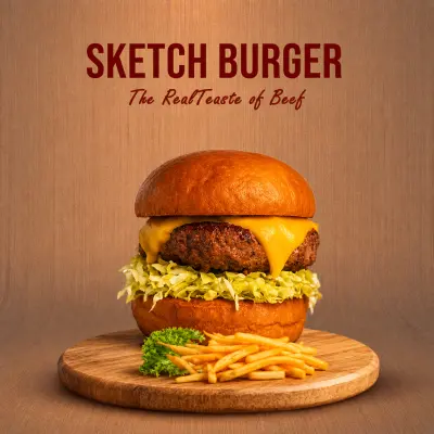 تصميم إعلان احترافي لمطعم Sketch Burger | براند سعودي