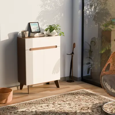 تصميم خزانة أحذية خشبية ثلاثية الأبعاد | Wooden Shoe Cabinet | 3D Furniture Visualization