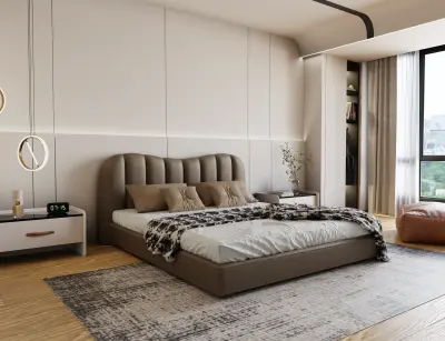 تصميم سرير عصري مُبطن ثلاثي الأبعاد | Contemporary Upholstered Bed | 3D Furniture Visualization