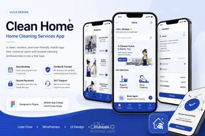 Clean Home – تصميم واجهات وتجربة المستخدم لتطبيق خدمات التنظيف