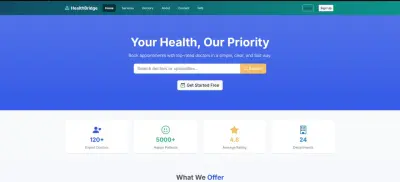 تصميم واجهة موقع مستشفى متجاوبة باستخدام HTML CSS JavaScript