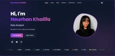 تصميم وتطوير بورتفوليو لمحللة بيانات (Data Analyst Portfolio) باستخدام HTML وCSS وJavaScript