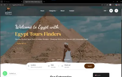 تصميم وتطوير موقع Egypt Tours Finders لحجز الرحلات السياحية