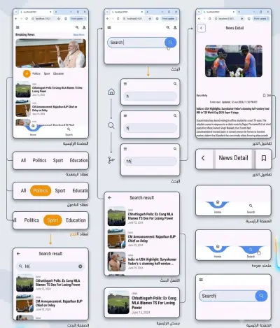 تطبيق أخبار إخباري تفاعلي متكامل (News App UI & Development)