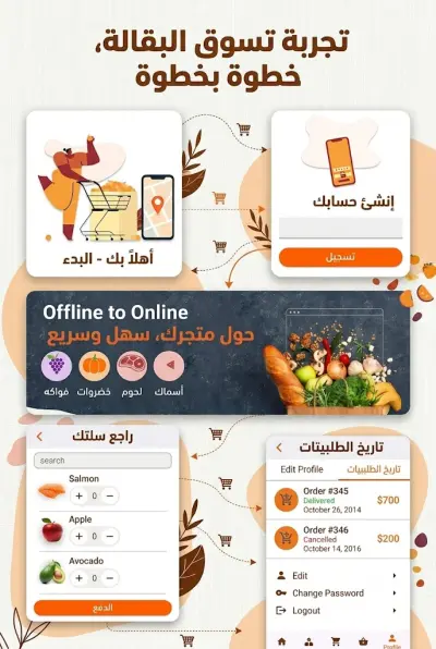 تطبيق متجر إلكتروني للمواد الغذائية باستخدام Flutter