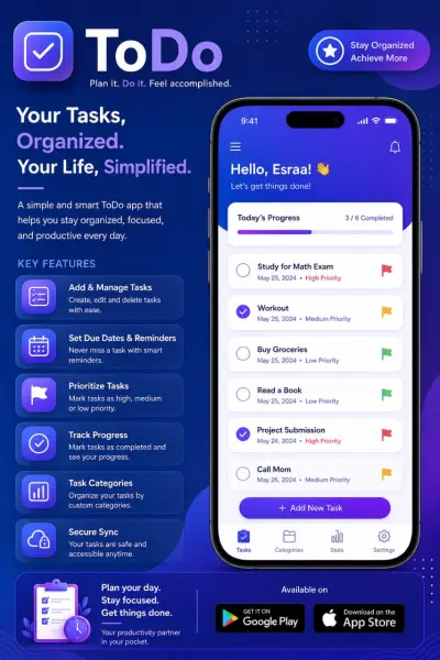 تطبيق إدارة المهام اليومية (ToDo App) باستخدام Flutter