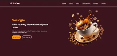 تصميم وتطوير واجهة موقع كافيه احترافي (Coffee Shop Landing Page)
