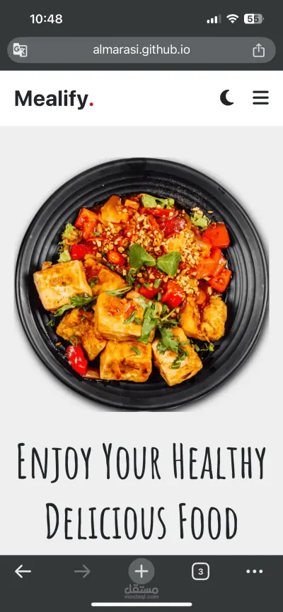 Landing page for a restaurant