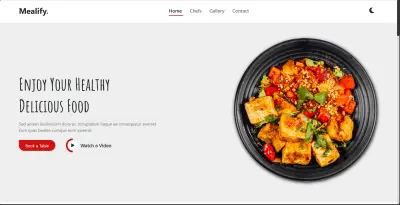 Landing page for a restaurant