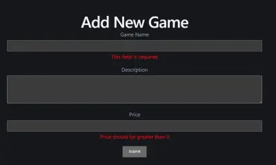 GameForm – React Form with Validation