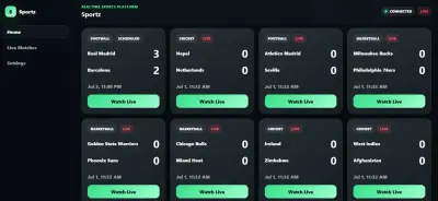 نظام رياضي للتحديثات المباشرة للمباريات (Sportz Live)