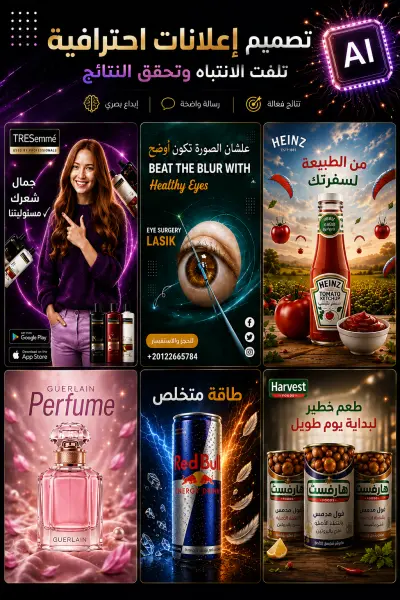 تصاميم سوشيال ميديا احترافية لمختلف العلامات التجارية .