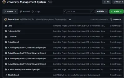 تطوير نظام إدارة الجامعات متكامل (University Management System) باستخدام Spring Boot