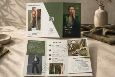 تصميم بروشور فاشون وموك أب لبراند Fashion & Elegance