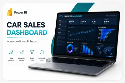 لوحة تحكم تفاعلية لتحليل مبيعات السيارات باستخدام Power BI.