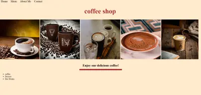 cafe menu landing page