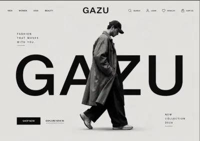 تصميم واجهة متجر إلكتروني عصري للأزياء – GAZU