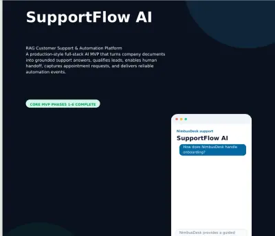 SupportFlow AI | RAG Customer Support & Automation Platform